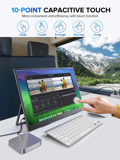 23.8” 120Hz Touchscreen Computer IPS 100%sRGB Display With Stand Portable Monitor For LaptopXBox Switch PS5 Gaming Extend Screen