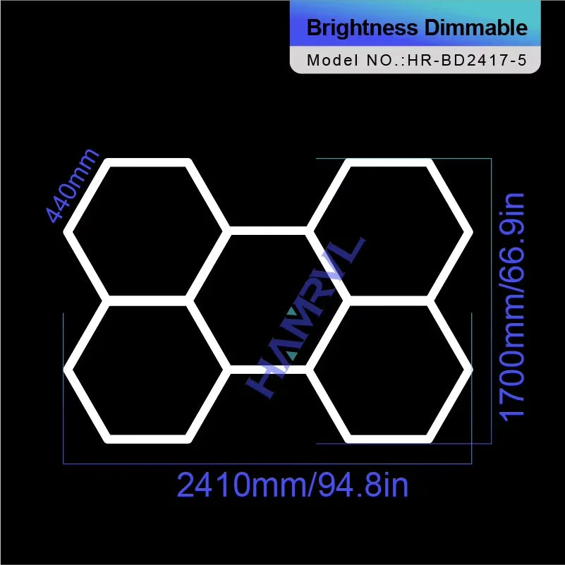 Hexagon Dimmable LED Ceiling Light Modern Honeycomb Panel with 3-Level Dimming 100%/50%/20% for Living Room Bedroom Salon Garage