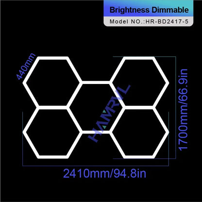 Hexagon Dimmable LED Ceiling Light Modern Honeycomb Panel with 3-Level Dimming 100%/50%/20% for Living Room Bedroom Salon Garage