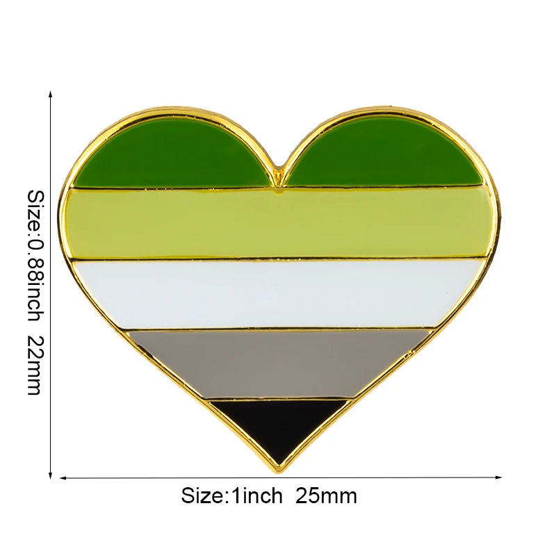 10pcs a lot Rainbow Pride Heart Shaped  Badge Symbol Pin Metal Badges Decorative Brooch Pins for Clothes Brooch Jewelry
