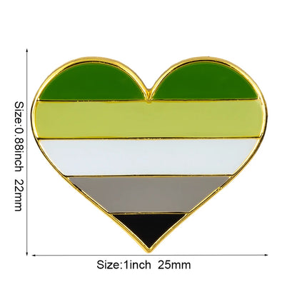 10pcs a lot Rainbow Pride Heart Shaped  Badge Symbol Pin Metal Badges Decorative Brooch Pins for Clothes Brooch Jewelry