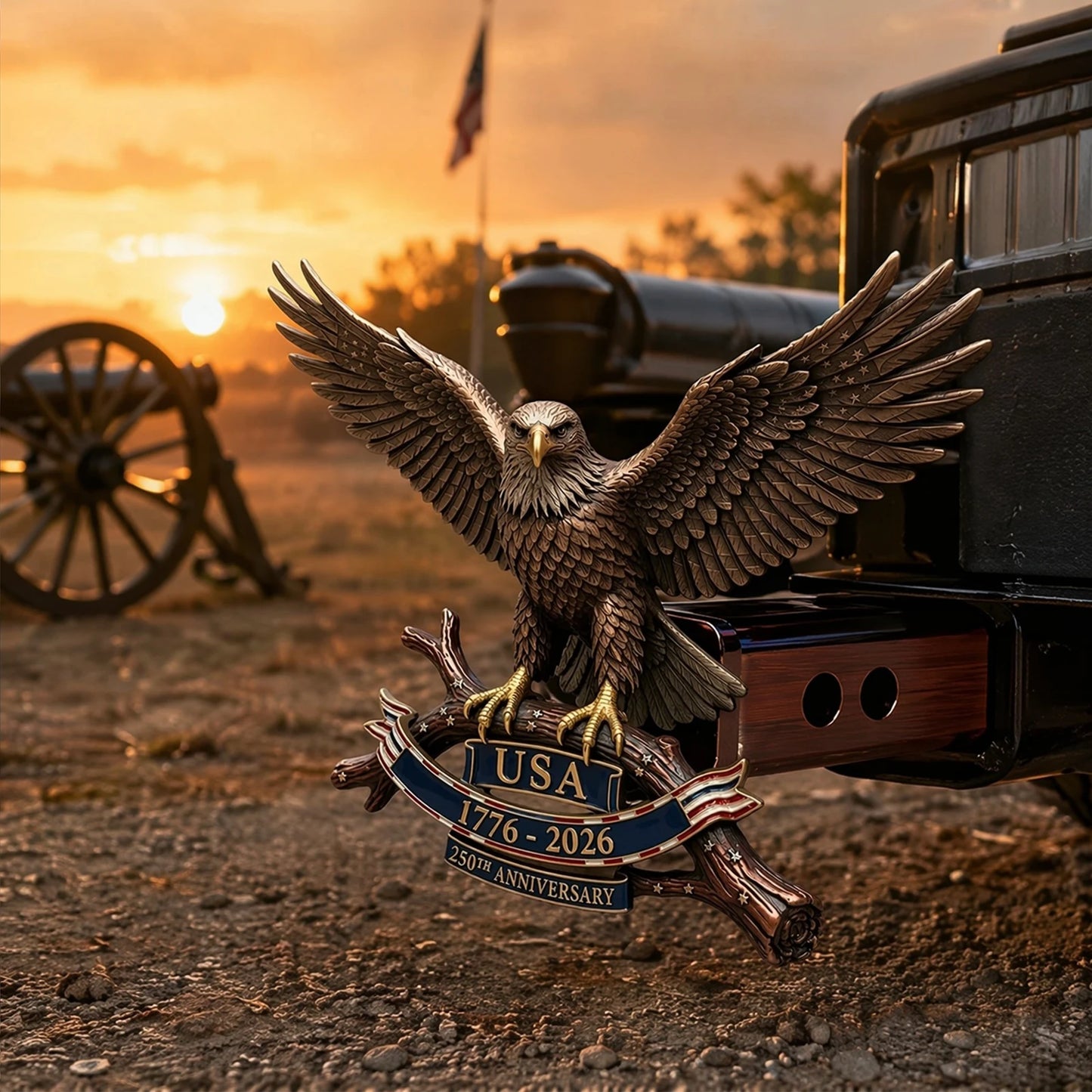 Patriotic Bald Eagle Hitch Cover USA 250th Anniversary Hitch Cover for Most Pickup Trucks SUVs and Campervans Vehicle Decoration