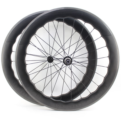 Newest 700C Road Bike UD Full Carbon Fibre wheelset Carbon Bicycle Wheelset clincher tubeless rims 65mm wave 25mm width V brake