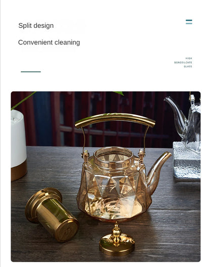 Glass Beam Pot Flower Tea Pot Health Pot Heat Resistant Glass Teapot With Strainer Infuser Teapot to Boil Water Kettle Gaiwan