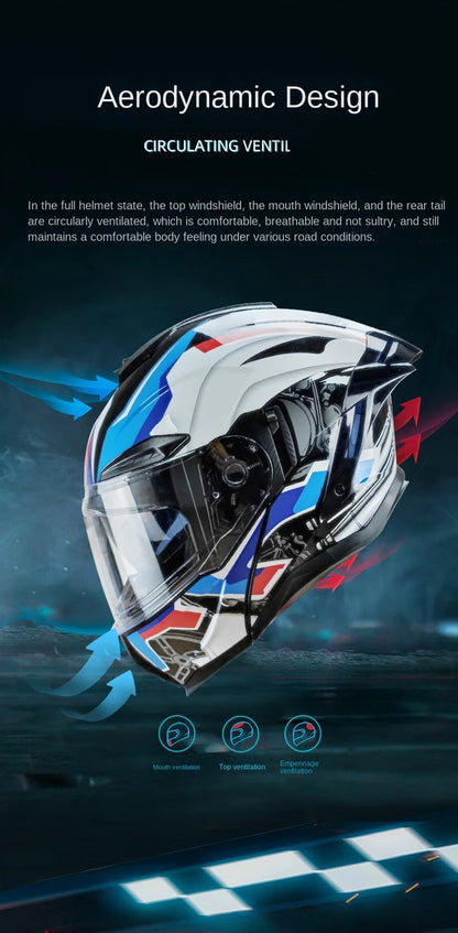 Flip up Motorcycle Helmet Full face Dual lens off-road Racing helmet Men Cascos para moto Motorbike Helmet DOT Approved For BMW