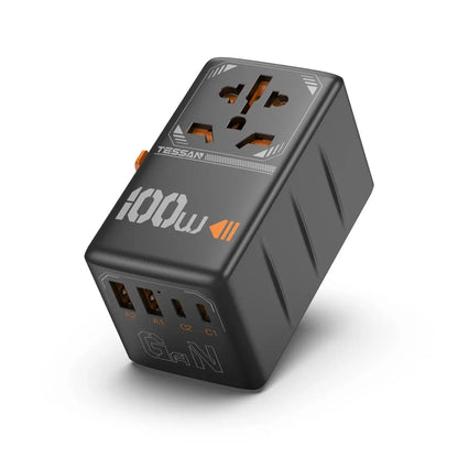 TESSAN 35W/65W/100W GaN Universal Travel Adapter with USB Ports Type C Fast Charging Power Adapter EU/UK/USA/AUS Plug for Travel
