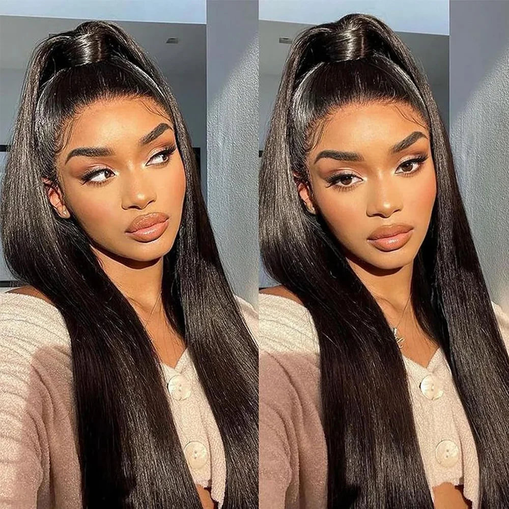 40 Inch Straight Lace Front Wig Human Hair 250% Density 13x6 Transparent HD Lace Full Frontal Glueless Wig Wear And Go Glueless Wigs Human Hair Pre Plucked