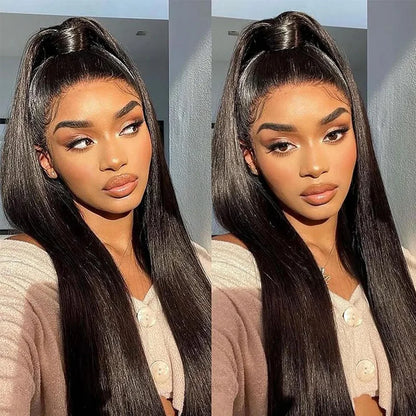 40 Inch Straight Lace Front Wig Human Hair 250% Density 13x6 Transparent HD Lace Full Frontal Glueless Wig Wear And Go Glueless Wigs Human Hair Pre Plucked