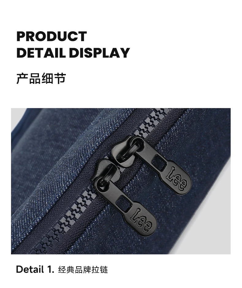 LEE 2025 Teenagers Waterproof Denim Crossbody Shoulder Bag Women Men Stylish Jeans Hobo Dumpling Crescent Bag Student Ipad Pack