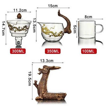 New Creative Dargon Teapot Full Automatic Glass Tea Set Pu'er Oolong Magnetic Suction Cup Teapot