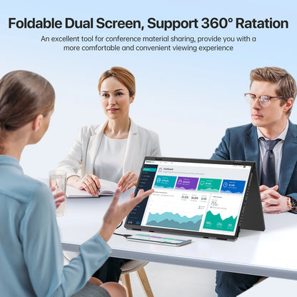 UPERFECT 15.6' Stacked Foldable Dual Monitor FHD 100% SRGB Laptop Screen Extender Portable Monitor for Windows Mac OS with Stand