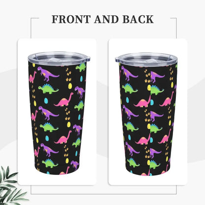 Stainless Steel Tumbler Dinosaur Silhouette Mugs Cup With Straws Animal Beach Cold Drink Water Bottle Insulated Thermal Mug