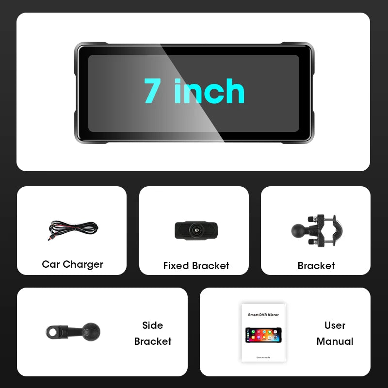 7/8.1'' 4K&1080P Motorcycle DVR GPS Navigation Wireless CarPlay Android Auto Screen Digital Motorbike Dashboard Moto Accessories