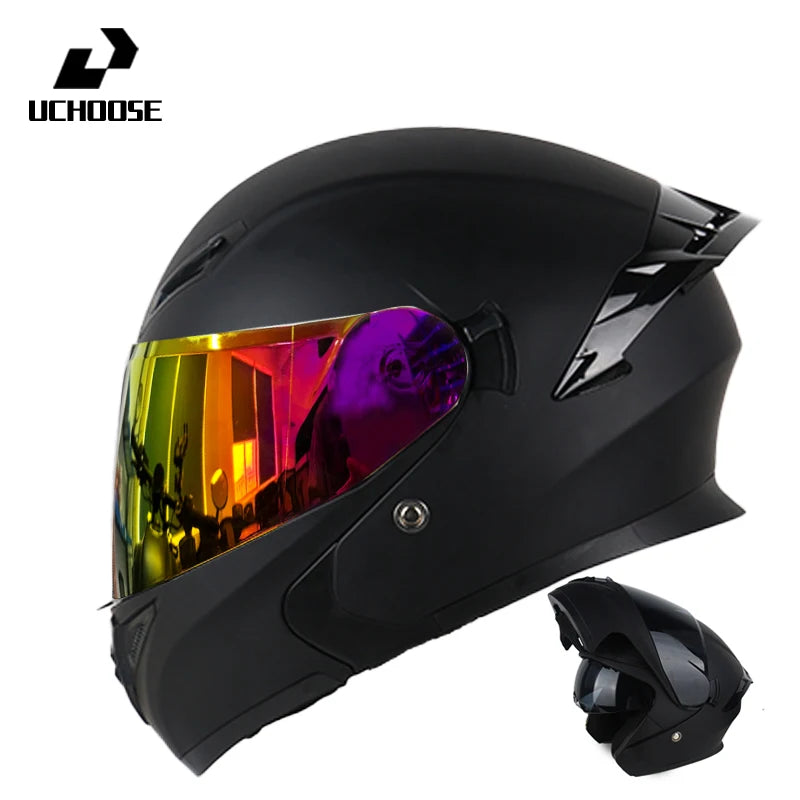 Uchoose DOT Modular helmet Full Face Helmets Crash Motorbike Protective Gear unisex Flip Up Helmet Motorcycle Double Sun Visor