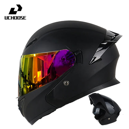 Uchoose DOT Modular helmet Full Face Helmets Crash Motorbike Protective Gear unisex Flip Up Helmet Motorcycle Double Sun Visor