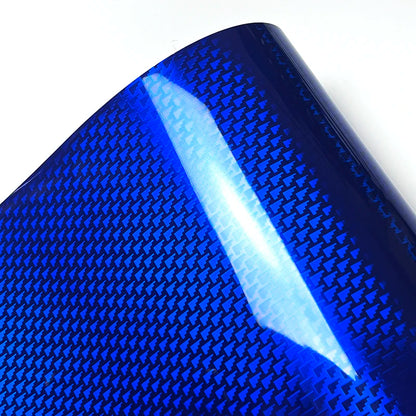 Ultra Glossy PET Ghost Blue Carbon Fiber Chrome Metallic Aircraft Pattern Vinyl Wrap Film Car Sticker Decal With Air Release