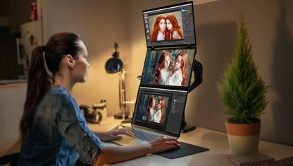 UPERFECT Triple Screen 15.6"/18.5“ Portable Foldable Monitor Dual Screen with Stand Extender 1080P FHD IPS for Laptop Windows