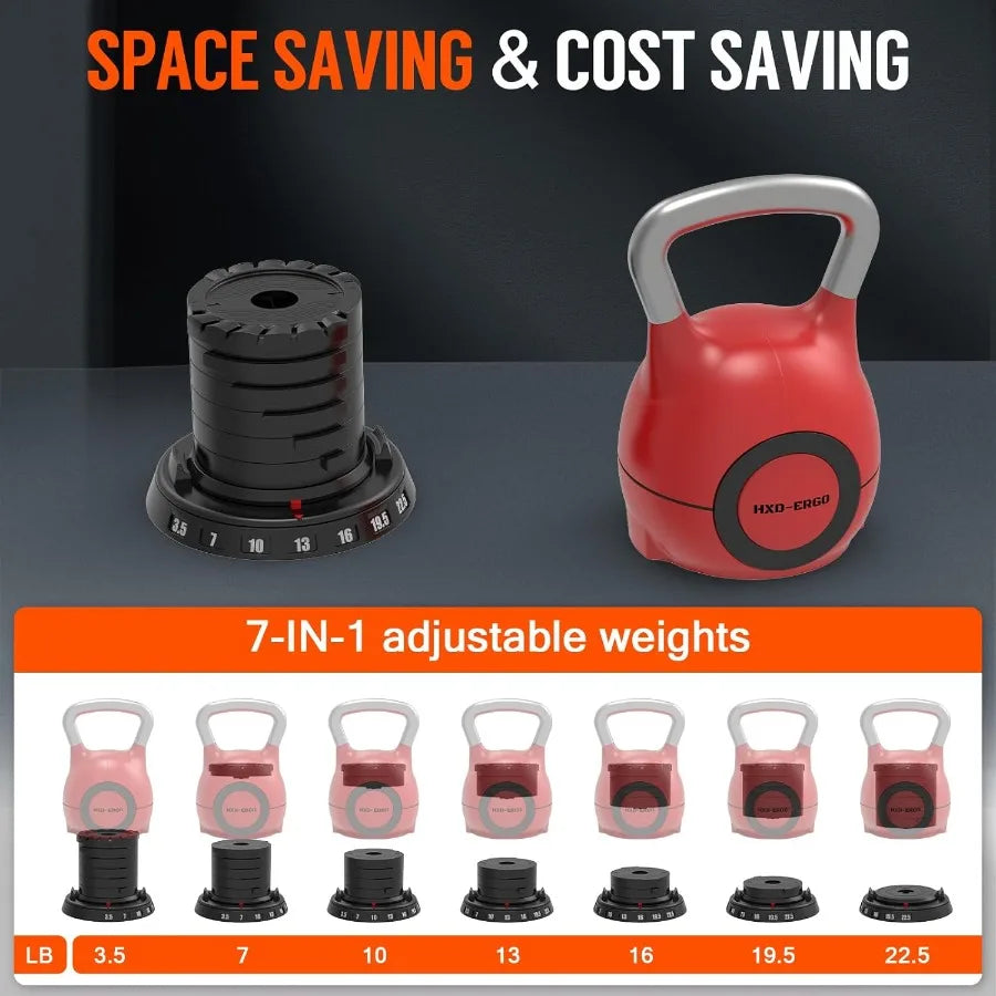 Adjustable Kettlebell Weight Set-Quickly Adjusts Weights Comfortable Grip Ergonomic Kettlebell Sets For Home Gym