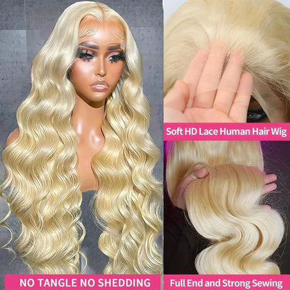 13x4 13x6 Body Wave Blonde Lace Front Wig 613 Human Hair Pre Plucked 250% Density HD Transparent Lace Frontal Wig 100% Human Wig