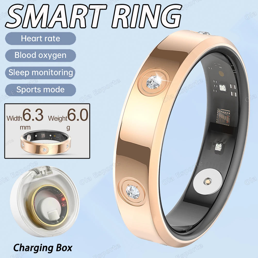 2026 Smart Ring Women Men Super narrow 6.3mm Heart Rate Health Stress measurement Monitor IP68 Waterproof Fashion Sports Rings