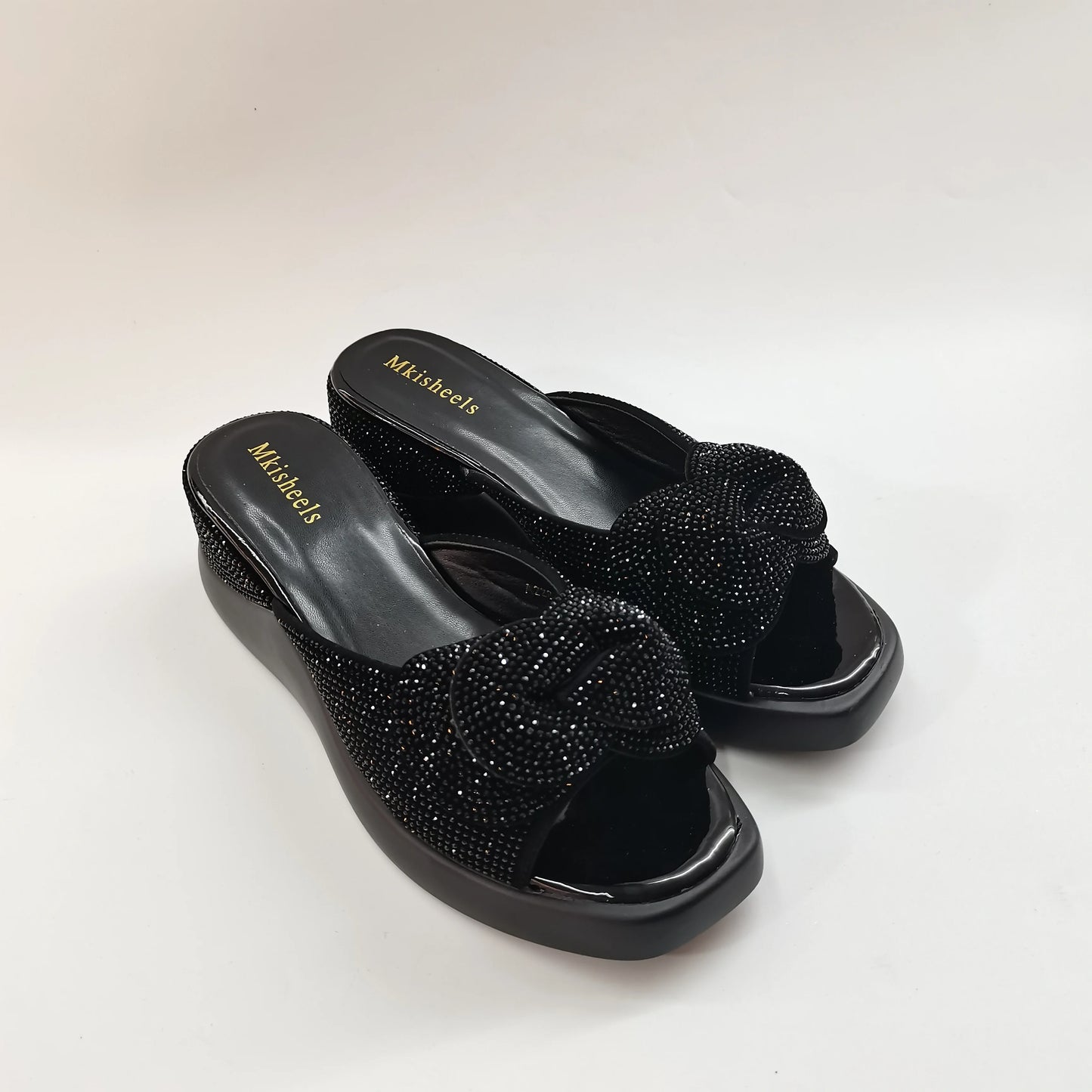 New Trendy Mid-heel Women's Sequins Slippers Outdoor Casual Slippers, High Quality Lady Party Shoes Elegant Shoes F5-1112-2