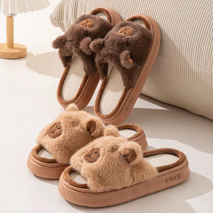 Hemp Cartoon Women's Slippers Home Flats Casual Spring Summer Luxury Designer Woman Shoes Fashion Indoor Platform Slides Soft