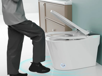 Elongated Smart Toilet with Bidet Built in, Foam Dispenser, Voice Control, One-Piece Bidet Toilet with Warm Water and Dryer