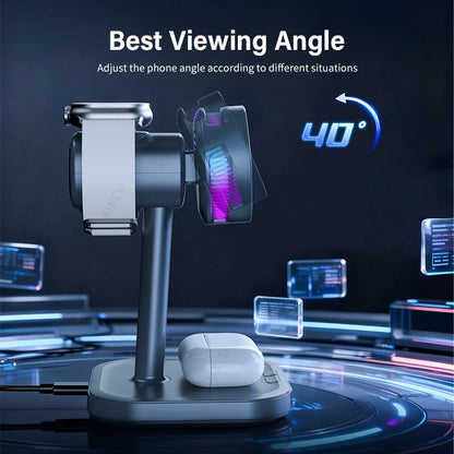 QI2 3 IN 1 Magnetic 25W Wireless Charger Stand LED Light Air Cooling Fast Charging For iPhone 17~12 Pro Max Airpods Apple Watch