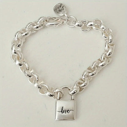 Luxury Fashion Square Shaped Lock  Link Chain Padlock Charm Bracelet Fine Jewelry Link Chain Bracelets for Women