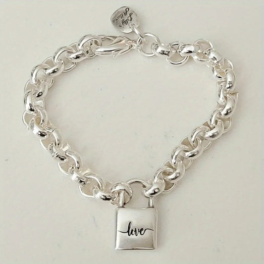 Luxury Fashion Square Shaped Lock  Link Chain Padlock Charm Bracelet Fine Jewelry Link Chain Bracelets for Women