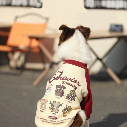 Large Dog Hoodies Autumn Winter Sweatshirt Pet Clothes for Medium Large Dogs Cartoon Pattern Pullover Coat Husky Pitbull Apparel