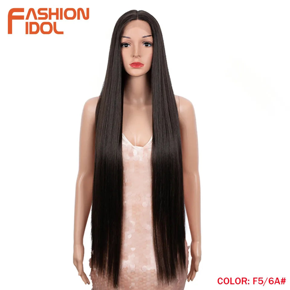 38 inch Straight Long Hair Synthetic Lace Front Wigs For Women High Temperature Hair Ombre 613 Red Cosplay Wigs Synthetic Hair