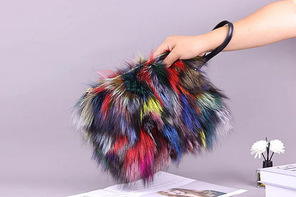 Fashion Fur Bag Autumn And Winter Real Fur Bags Fluffy Fox Fur Messenger Bags For Female Luxury Fur Handbag Warm Plush Handbag