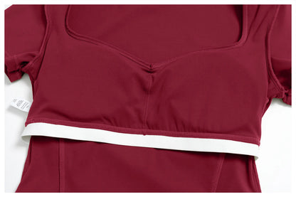 2PCS Women's Yoga Tracksuit midriff-baring short sleeve top high waist Bell-bottom Women Gym Running Training Workout Yoga Set