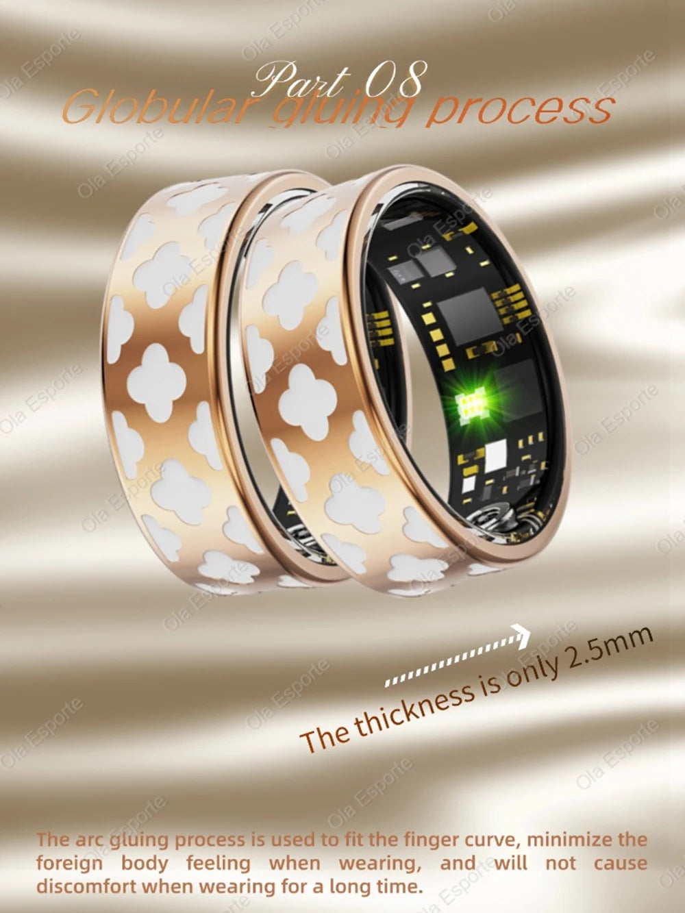 2025 New Women Gold Smart Ring Health HRV Monitor Heart Rate Sleep Monitor 10ATM Deep Waterproof Remote control Smart Ring Gifts