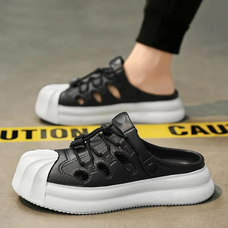 Fashion Men Sandals Summer Half Slippers Outdoor Women Beach Shoes Couple Walking Sneakers Comfortable Breathable Casual Shoes