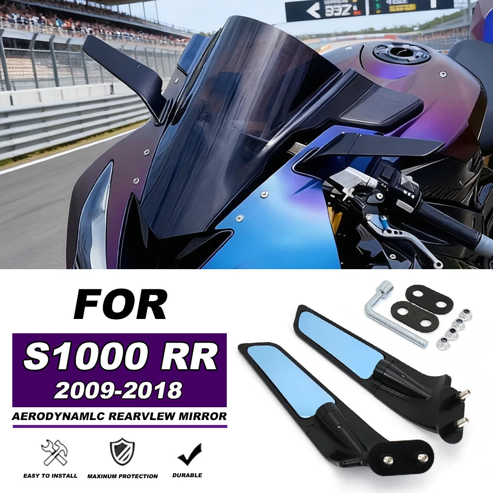For BMW S1000 RR Adjustable Mirrors Sports Winglets Mirrors Kits 2009-2018 S 1000 RR S1000RR Mirrors Motorcycle Stealth Mirrors