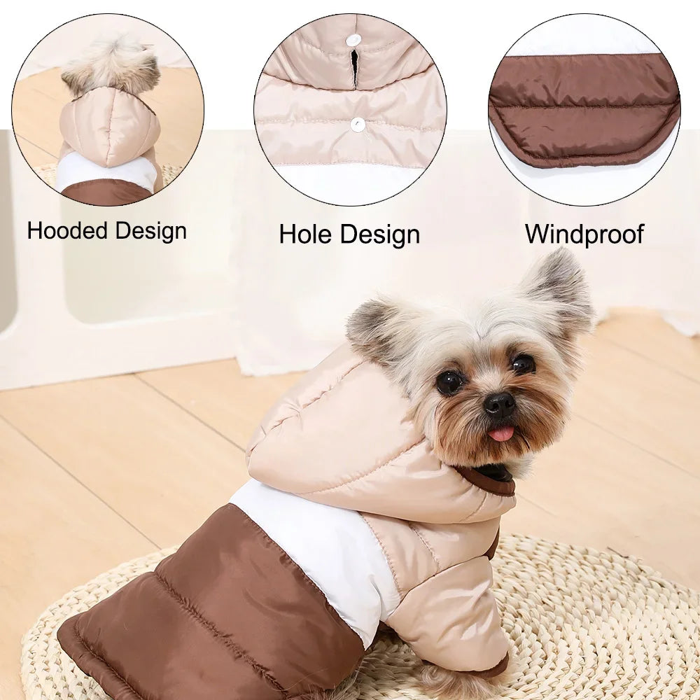 Autumn Dog Clothes Winter Pet Dog Coat With Hooded For Small Medium Dogs Cats Windproof Puppy Solid Overalls Yorkshire Bulldog