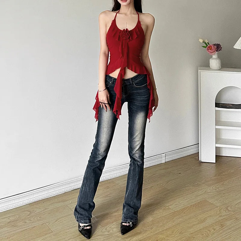 Nibber Hip-hop Summer New Sweet Gentle Cute All-match Fashionable Cool High Street Cool Sexy Women's Thin Backless Halter Vest