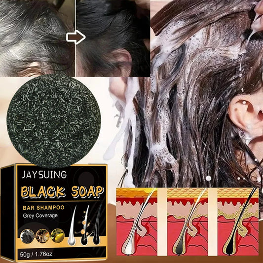 Magic White Hair to Black Shampoo Dye Soap Natural Color Soap Restore Gray Beard Cover Gray Hair Dye Hair Fixing Shampoo