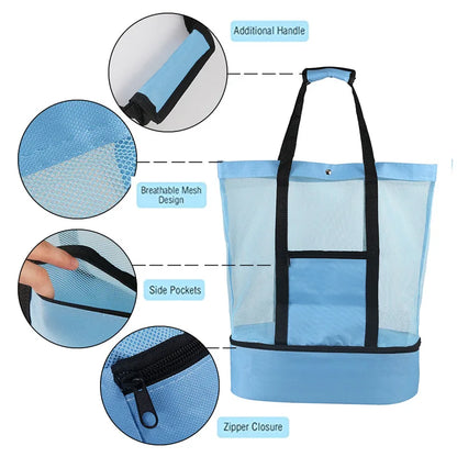 High Capacity Women Mesh Transparent Bag Double-layer Heat Preservation Large Picnic Beach Bags