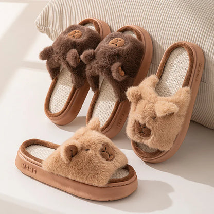 Hemp Cartoon Women's Slippers Home Flats Casual Spring Summer Luxury Designer Woman Shoes Fashion Indoor Platform Slides Soft