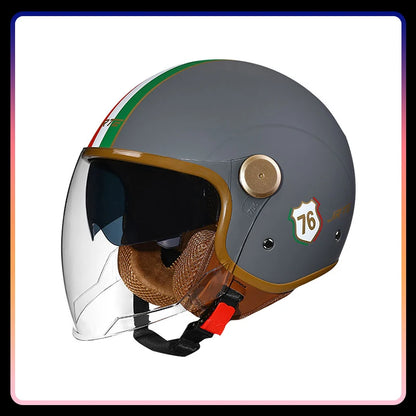 Daul Lens Open Face Motorcycle Helmets Retro Vintage Moto Jet Helmet Men Women DOT Unisex 3/4 Open Half Helm Cascos Para Motos