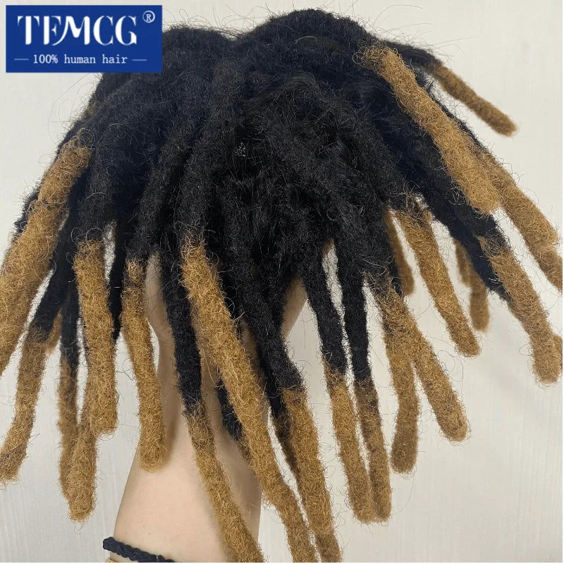 Dreadlock Toupee Men Male Hair Prosthesis Mono Afro Curly Hair System Unit for Black Men 100% Natural Human Hair Men's Wig