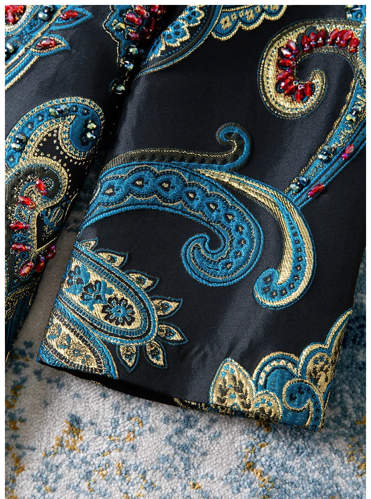 Elegant Embroidered Jacquard Trench Coat for Women 2025 | Round Neck Mid-Length Jacket | European Style Spring Fall Outerwear