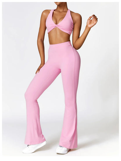 Gym Fitness Sports Flared Pant Dance Trousers Women V-shaped Hip Yoga Pants Flare Leggings Women High Waist Wide Leg Pants Women