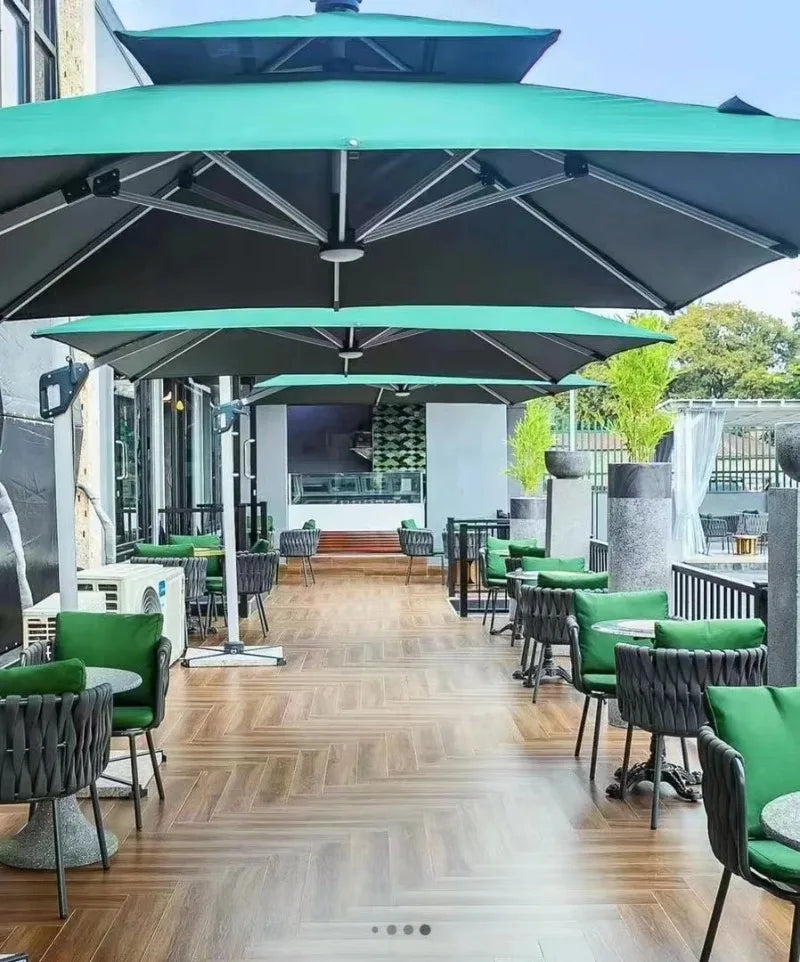Sun Umbrella, Outdoor Furniture, with Solar LED Lights, Outdoor Umbrella Furniture Set, Sun Protection and Rain Protection