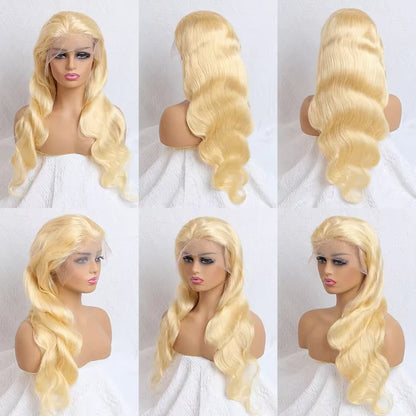 13x4 13x6 360 HD Transparent 613 Lace Frontal Wig Honey Blonde Color Brazilian Raw Body Wave Lace Front Human Hair Wig For Women