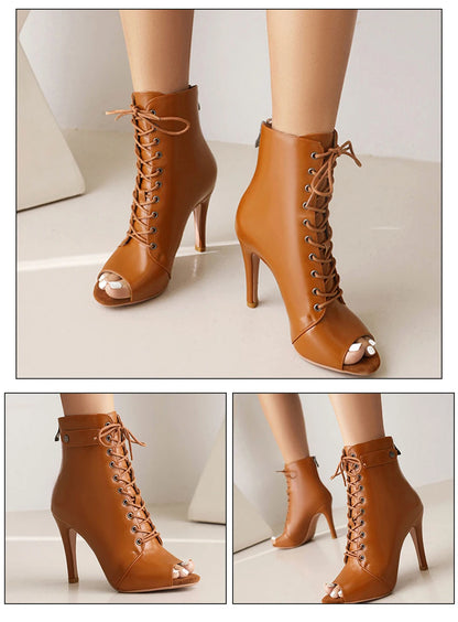 DKZSYIM Woman Latin Dance Shoes leather Party Tango Dance Booties for Women Salsa Dance Heels Ballroom Shoes Sexy Stilettos