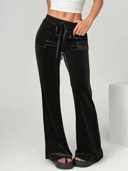 2025 autumn and winter women's micro flared pants slim fit and slimming casual flared pants velvet pants